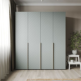 Шкаф распашной с фрезеровкой Чешуя, мятного цвета